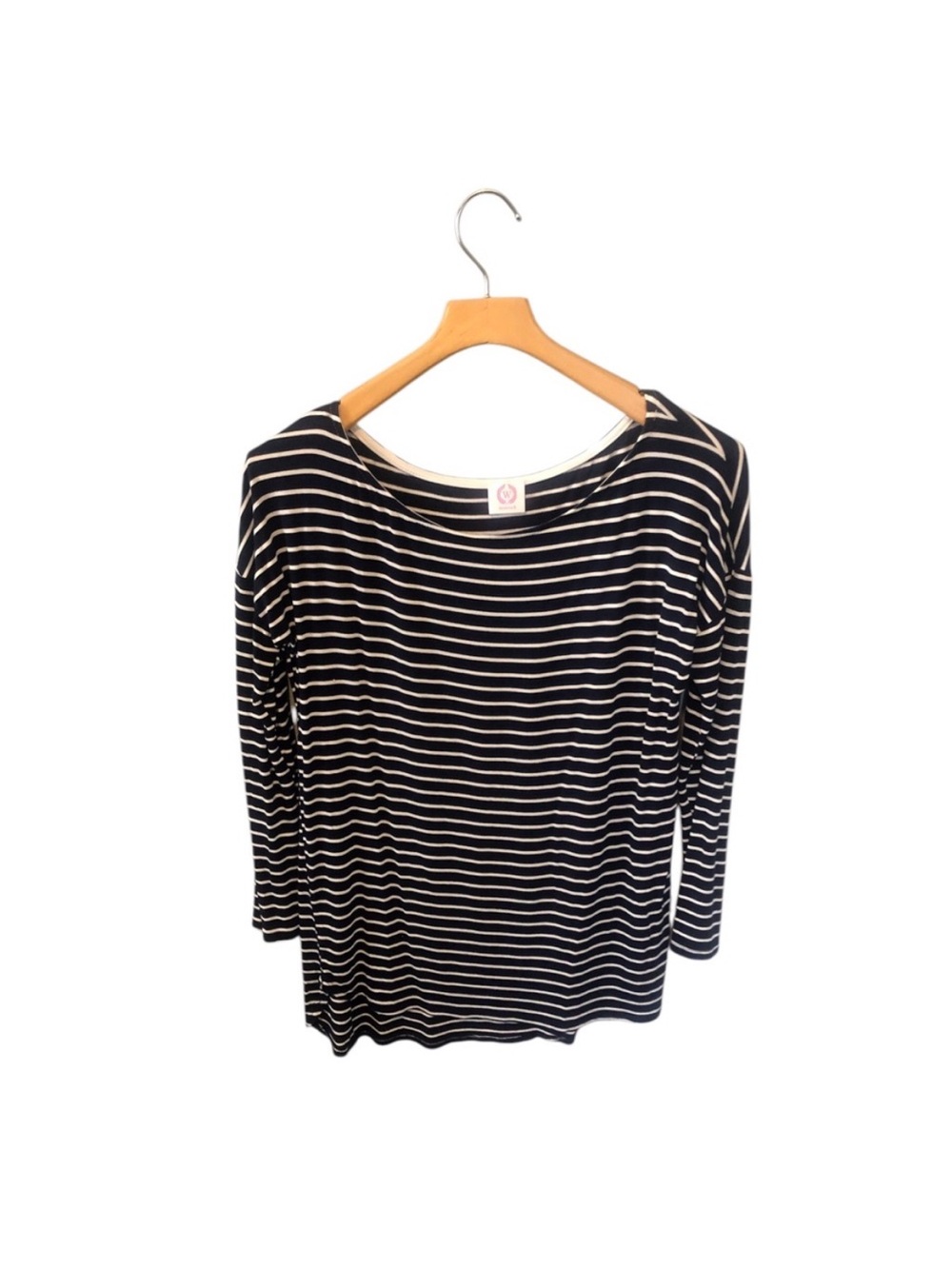 Wanna B Navy White Striped High-Low Tunic Top Size Small (Runs Big)